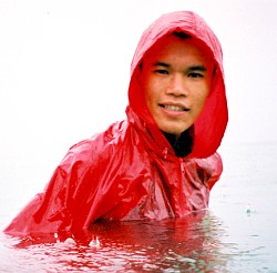poncho as outer layer on beach