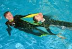 RESCUES, 5 CHIN TOW
Swim sidestroke and keep face of unconscious casualty well out of the water 2