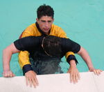 RESCUES, CASUALTY, UNCONSCIOUS, TOW, 3 POOLSIDE SUPPORT
Support the casualty not too tight or too loose 10